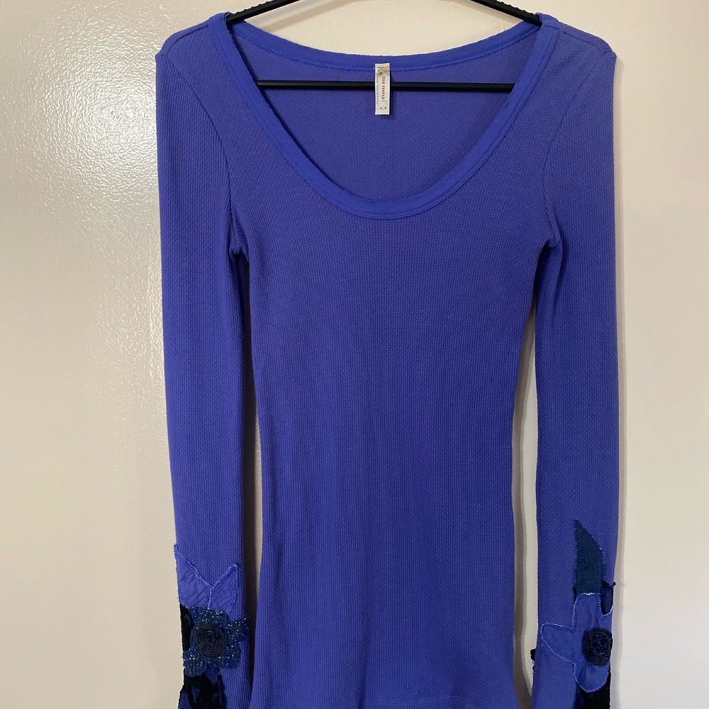 Free People Top Embellished Sleeves M